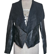 Black Faux Leather Blazer Jacket Size Medium - £27.63 GBP