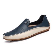Loafers Men Leather Casual Shoes Spring Flats Slip-on Breathable Moccasins Punch - £39.48 GBP