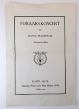 Foraars Concert of Danish Men&#39;s Scholarship Minneapolis MN Program 1935 - £12.26 GBP