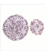 Set of 2 Doilies Handmade Crochet Purple Cotton Lace Mix Sizes Vintage 9... - $12.84