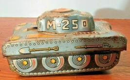 Vintage 1950s Modern Toys Tin Litho M-25 Friction Blue Army Tank MT Japan VG - £28.47 GBP