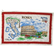 Vintage Cloth Map of Rome Italy 33x22 Coliseum Tablecloth Table Cloth - $28.51
