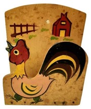 Rooster Wooden Napkin or Letter Holder Painted Barn Fence Country Living Vintage - £12.92 GBP