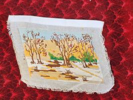 Small size gobelin needlepoint, finished needlepoint tapestry of landscape  - $10.00