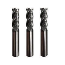 3Pcs 3/8&quot; Carbide Square End Mill For Steels, Hrc 55 Deg, 4 Flute,, Meta... - £47.11 GBP