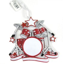 Drum Set Xmas Ornament Red Glitter Instrument Music Band Personalizable PolarX  - £10.08 GBP