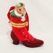 Mouse Hinged Boot Ornament 2000 Hallmark Christmas 3&quot;  Fashion Afoot #1 - £11.98 GBP