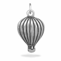 Oxidized 3D Hot Air Balloon Body Charm Pendant Womens Birthday Gift 14K White GP - £17.23 GBP