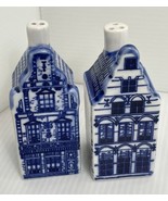 Vintage Delfts Hand-Painted Blue Holland Houses Salt &amp; Pepper Shakers 3.75” - £12.91 GBP