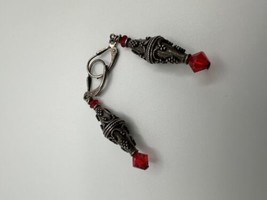 Vintage Sterling Silver Red Bead Ornate Earrings 5.2cm - £10.85 GBP