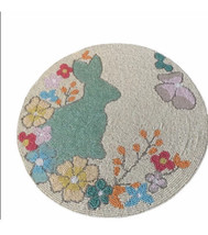 2 Rachel Zoe Easter Bunny Beaded Placemat Charger 15&quot; Spring Floral - £51.14 GBP