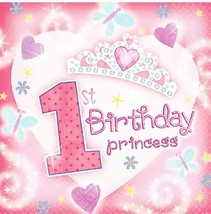 1st Birthday Princess Party Lunch Dinner Napkins Birthday Party Tableware 36 Ct - £7.06 GBP