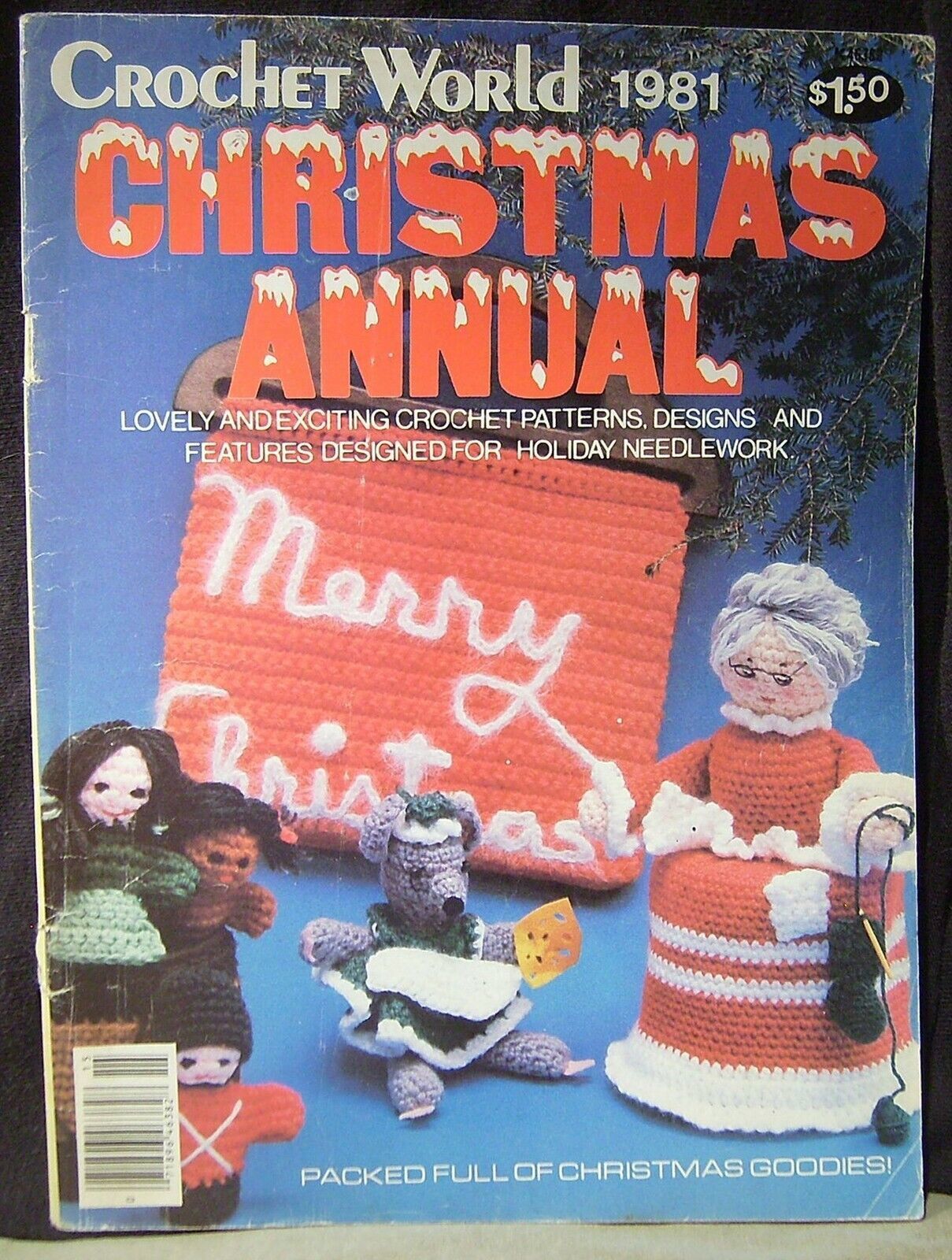 Crochet World Christmas Annual 1981 Ornaments Potholder Stocking Lights Patterns - $23.14