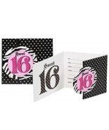 8 Super Stylish Sweet 16 Pink Black Zebra Polka Dot Birthday Party Invit... - $7.26 CAD