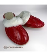 Women&#39;s Leather Slippers with Fur PSF28\High-quality Handmade Home Shoes - $35.00