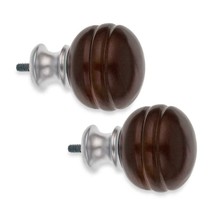 Cambria Brown Curtain Finial Knobs Dark Orbit  2pc Resin Curtain Rod End... - $9.89