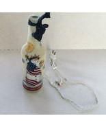 Frosted wine glass with lights Americana snowman fourth of July holiday ... - $29.88 CAD