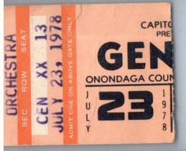 Genesis Concert Ticket Stub Jul 23 1978 Syracuse New York - £27.23 GBP