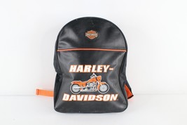 Vintage 90s Harley Davidson Distressed Spell Out Leather Mini Backpack Book Bag - £77.73 GBP
