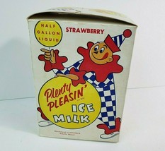 Vintage Plenty Pleasin&#39; Strawberry Clown Ice Cream Box Container Half Ga... - £38.94 GBP