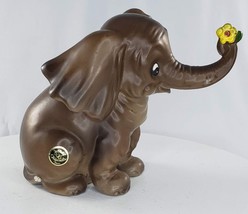 Josef Originals Large Elephant Sitting with Flower Figurine - £16.42 GBP