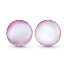 Cute and Shimmering Pink Mother of Pearl Circles on Sterling Silver Earrings - £12.65 GBP