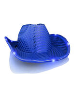 Light Up LED Flashing Cowboy Hat with Blue Sequins - $15.69