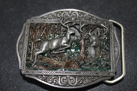Whitetail deer in forest belt buckle - NEW - £11.95 GBP