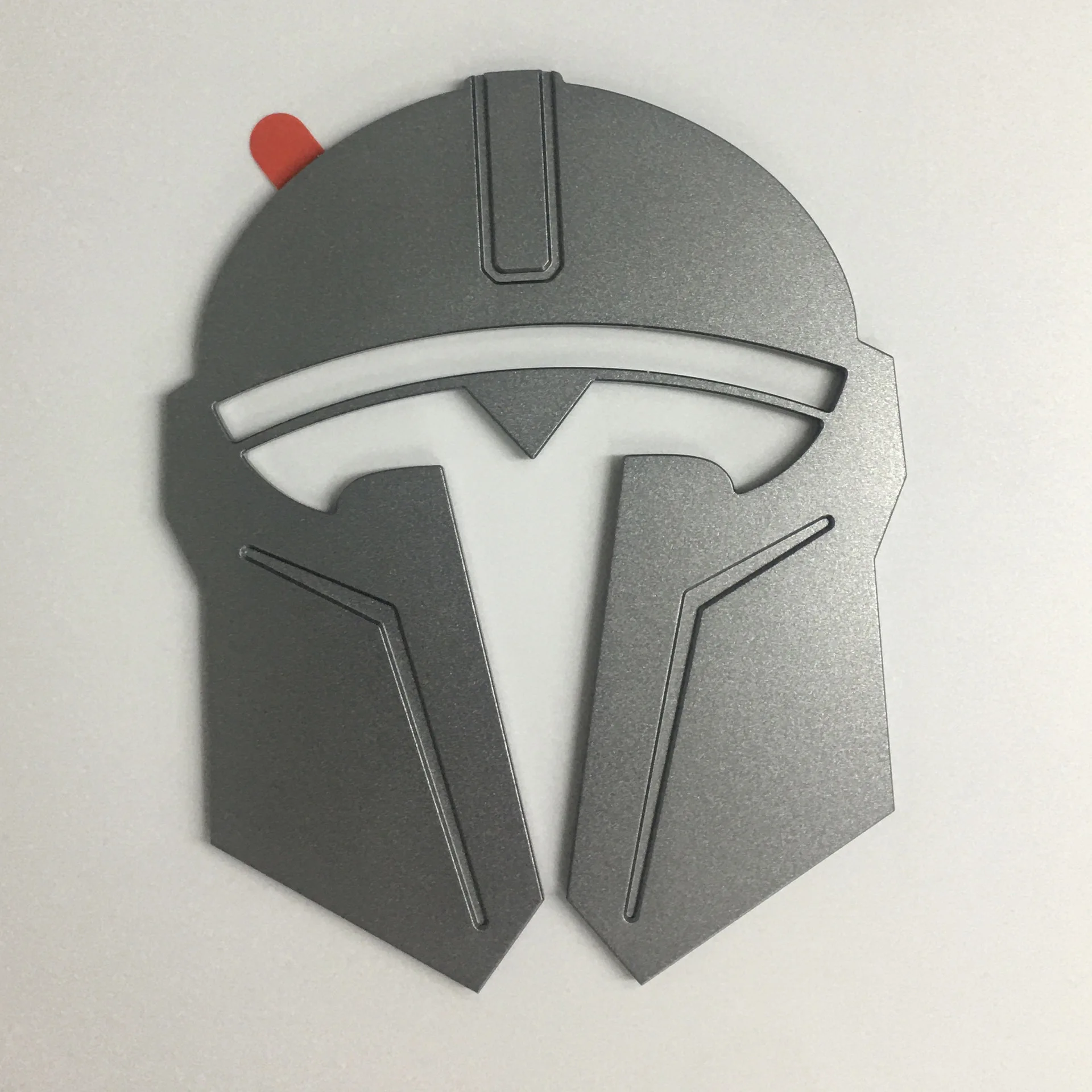 For Tesla Model 3 Y Mandalorian Helmet Car Front Logo Emblem Sticker Metal Alumi - £21.10 GBP
