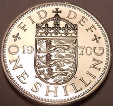 Proof Great Britain 1970 Shilling~English Shield Variety~Last Year Minte... - $5.58