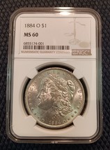 1884-O $1 Morgan Silver Dollar MS60 NGC Certified Brilliant Uncirculated Orleans - £76.80 GBP