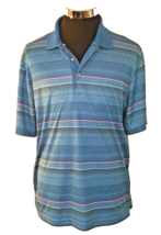 PGA Tour Golf Shirt Men&#39;s Size Large Multicolor Striped Casual Activewear - £11.74 GBP