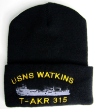 USNS Watkins (T-AKR-315) Knit Stocking Cap Black Beanie - $20.17