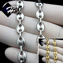 18-40&quot;MEN Stainless Steel 8mm Gold/Silver Puffed Mariner Link Chain Necklace*164 - £13.58 GBP+