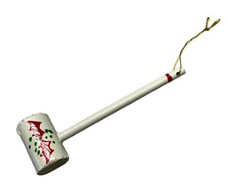 Vintage Holly Croquet Mallet Christmas Tree Ornament Wooden 4.25 Inch - $11.89