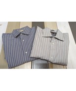 Ben Sherman Mens Tailored Button Up Dress Shirt Size M 15.5 32-33 Blue Stripes - $49.38