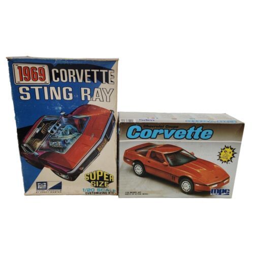  Lot 2 MPC 1969 Corvette Sting Ray Super Size Model Car Kit 1/20 Scale 2001 + - $70.00