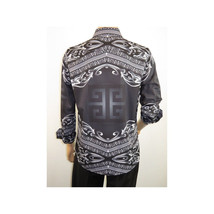 Men Sports Shirt by DE-NIKO Long Sleeves Fashion Print Soft Modal DNK6902 Black image 12