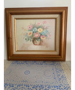 Flower Oil Painting Signed R Wilkirds Framed Picture Wall Art - £27.81 GBP