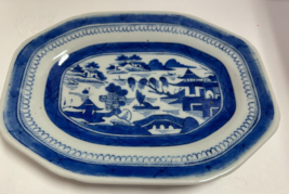 Antique Chinese Canton Blue Export Porcelain Platter rectangular 11 x 8&quot; - £159.84 GBP