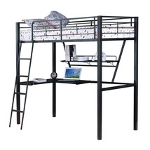 Senon Twin Loft Bed w/Desk, Silver &amp; Black Finish - €594,74 EUR
