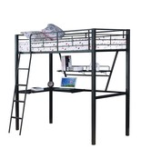 Senon Twin Loft Bed w/Desk, Silver &amp; Black Finish - $688.00