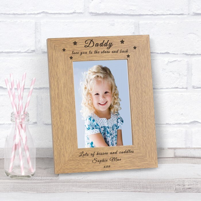 Personalised Daddy Love You To The Stars And Back Wooden Photo Frame Gift Birthd - $14.95