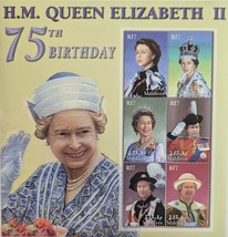 H.M. Queen Elizabeth II 75th Birthday Set of 6 , Maldives Rf7 - $4.95