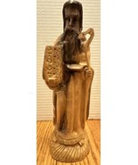 Vintage Hand Carved Olive Wood Moses With Tablets Figurine Statue Made I... - £23.85 GBP