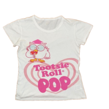 Vintage Tootsie Roll Pop T-Shirt Womens Medium Pink White Cotton Owl Candy - £11.86 GBP