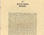 Old Piney Dell at Rock Creek Resort Dinner Menu Red Lodge Montana 1990&#39;s - $17.82