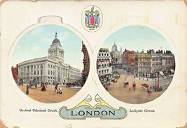 LONDON ENGLAND~CENTRAL CRIMINAL COURT + LUDGATE CIRCUS~1911 POSTCARD - $9.82