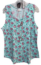 New LuLaRoe 2XL Mint Green Pink Dainty Floral Tank Regular Tank Top - $25.73