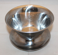 Made in Denmark 18-8 Stainless Steel Round Gravy Boat Bowl Underplate Attached - £22.75 GBP